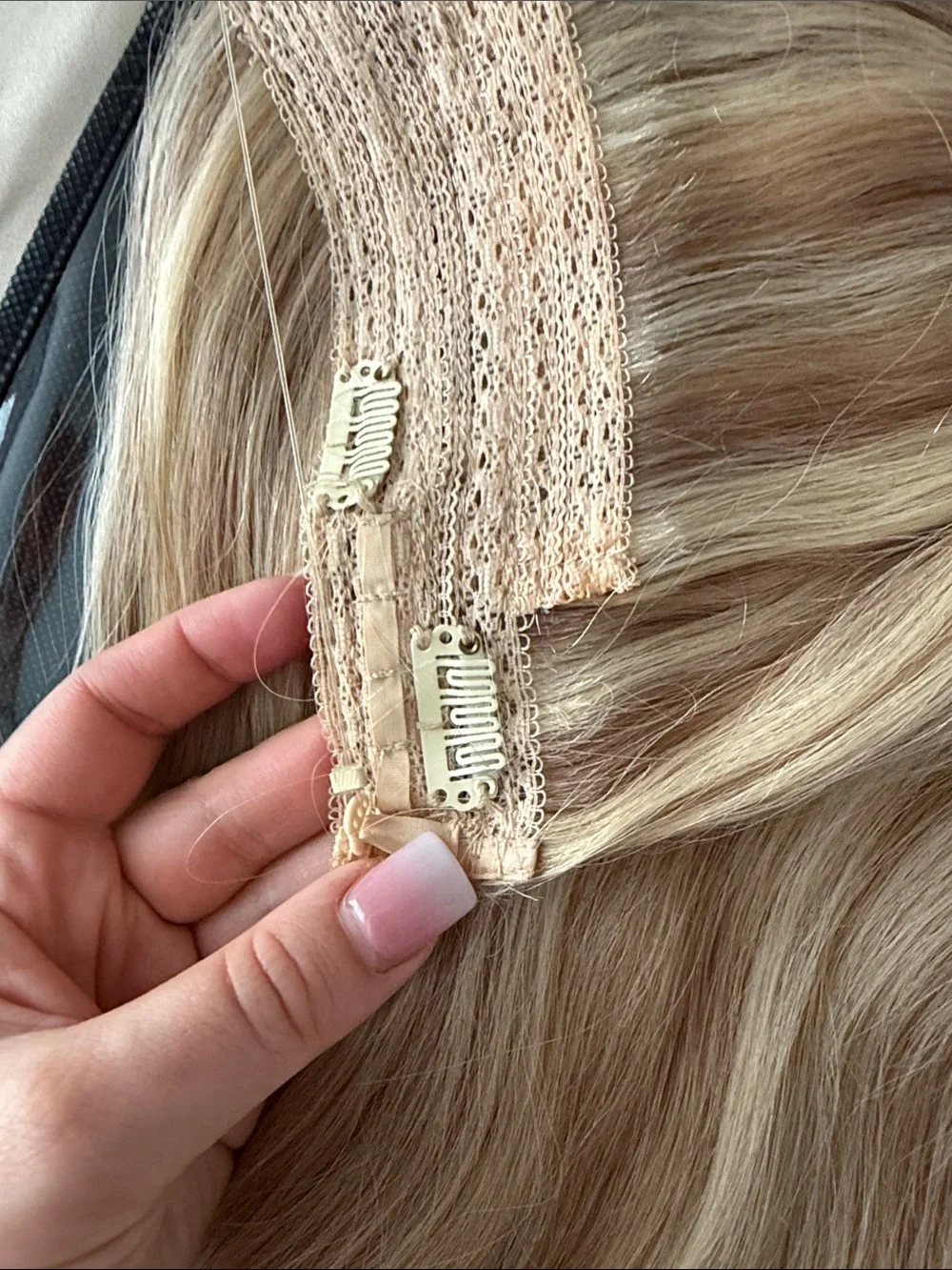 Blonde Clip-In Halo Human Hair Extensions - Natural Light Blonde 17”